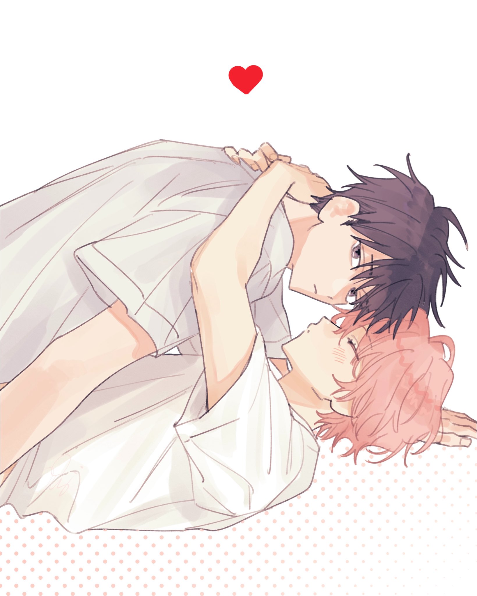 Two anime boys going to kiss